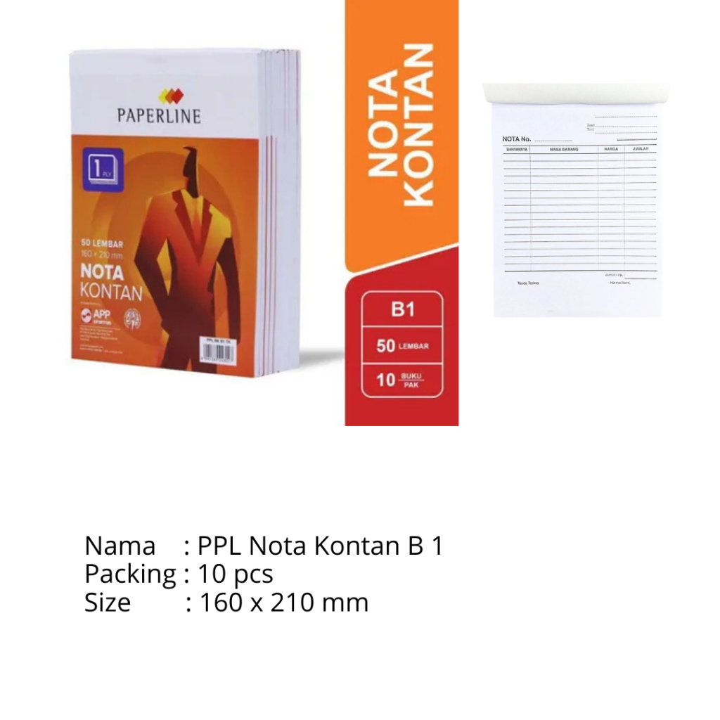 

Paperline Nota Kontan 1ply B1 / Papperline nota 1 ply b1 (10 pcs/pack)