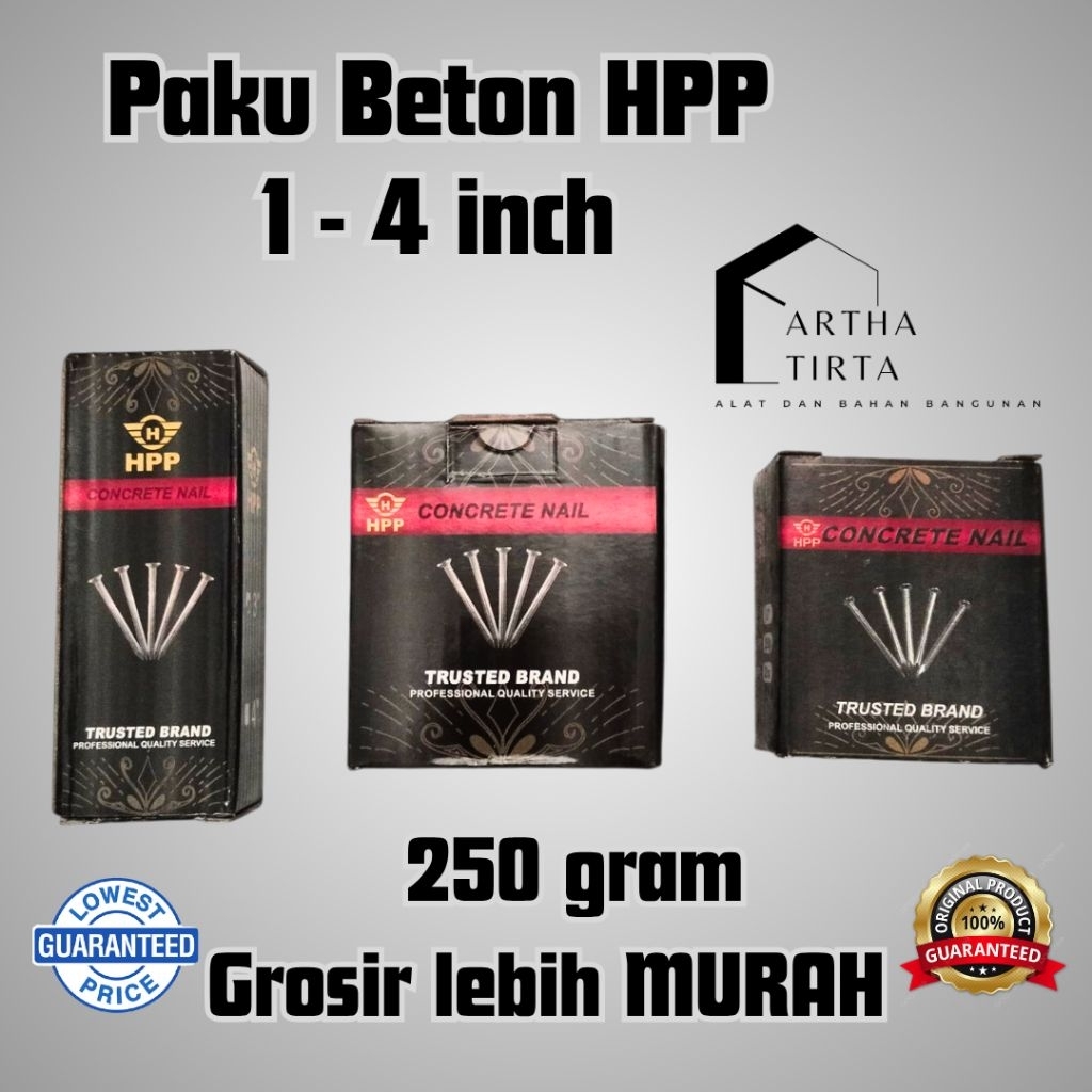 Paku Beton HPP 1 - 5 Inch / Paku beton Cor Putih / Paku Tembok Galvanis / Galvanize Concrete Nails