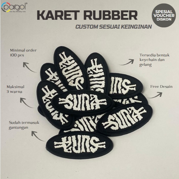 Karet Rubber Custom – Karet Keychain & Gelang – Termasuk Desain Gratis