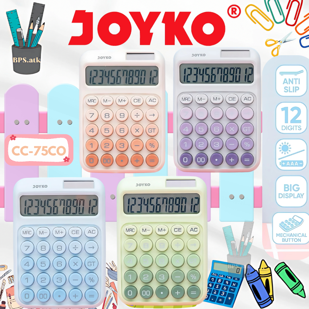 

JOYKO Calculator / Kalkulator Aesthetic CC-75CO 12 Digits Kalkulator Warna Ombre Terbaru Kalkulator Lucu