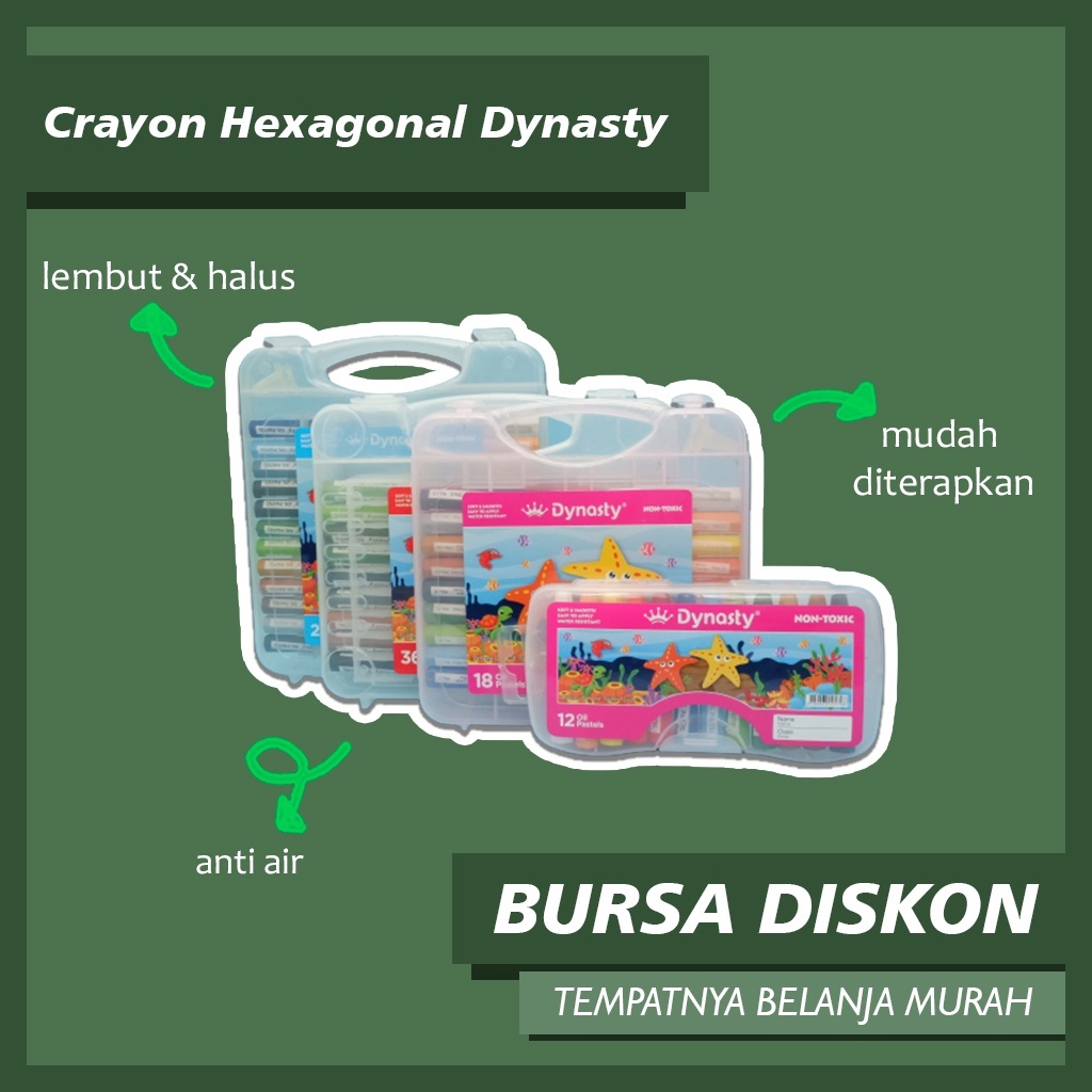 

24 Warna Crayon Hexagonal Dynasty Oil Pastel Color Box Transparan Warna Krayon