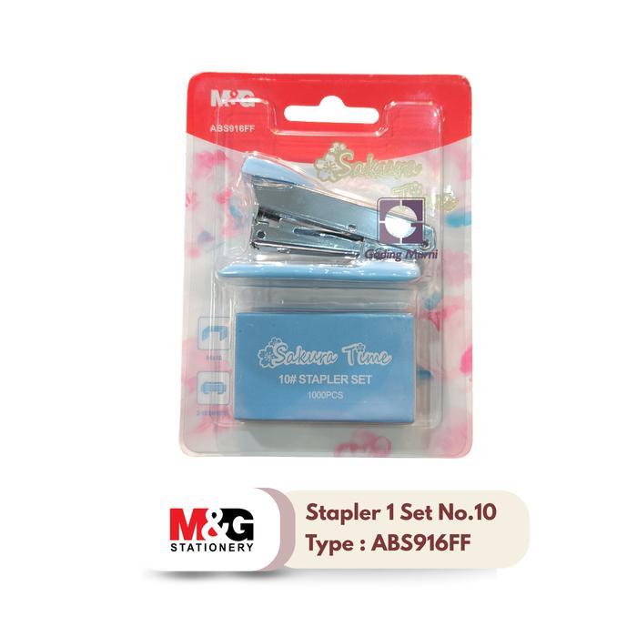 

M&G Stapler set Kecil + Refill Sakura Time No.10 - ABS916FF / Jepretan staples putar