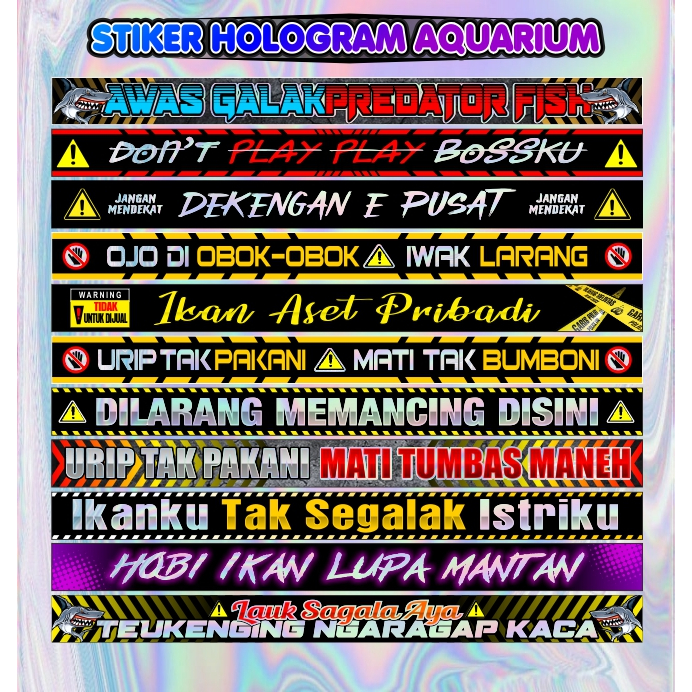Stiker Hologram List Aquarium Menarik Ikan Hias Ojo Di Obok-Obok Galak Predator Promo Terlaris