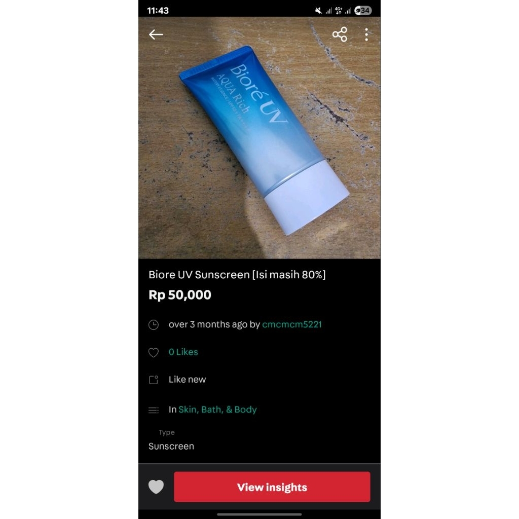 Biore UV Sunscreen (80%)