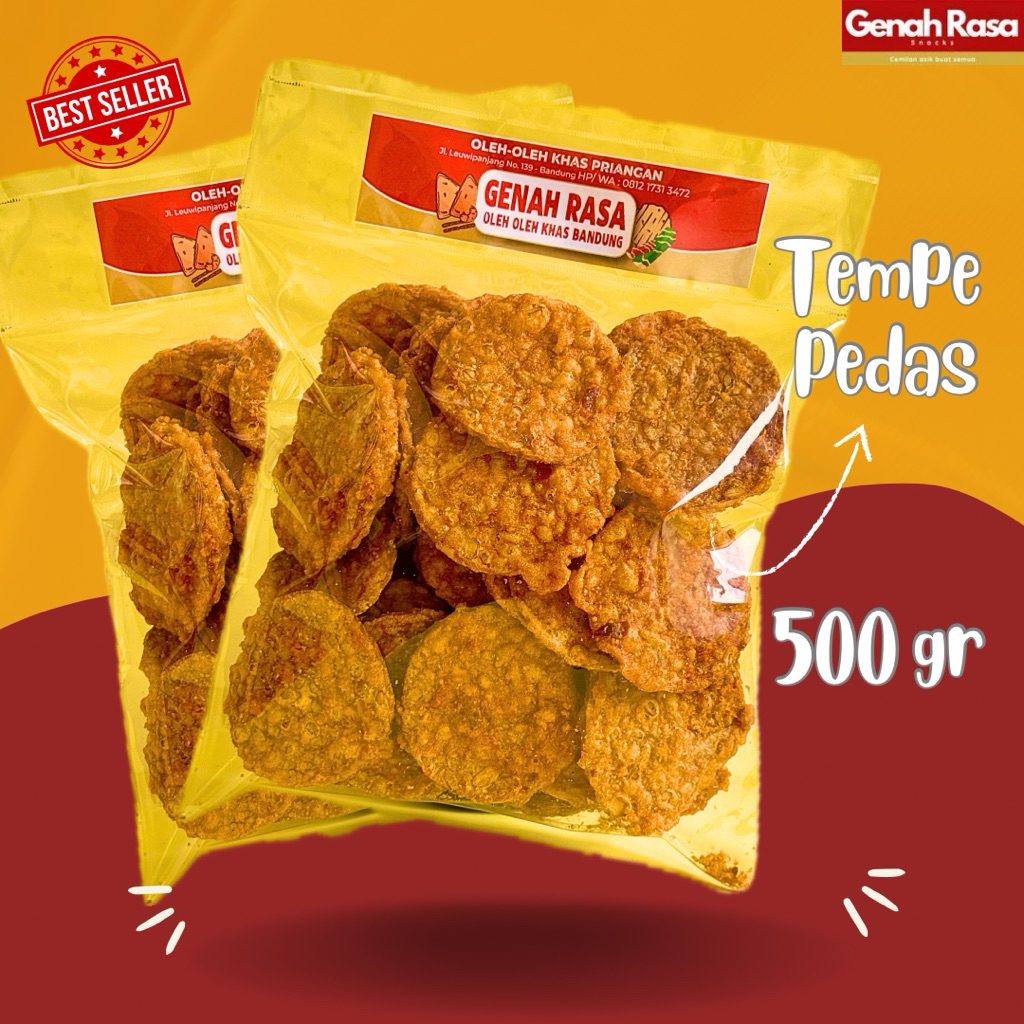 

Cemilan Keripik Tempe Goreng Original Manis Pedas khas Bandung 500 gr GENAH RASA