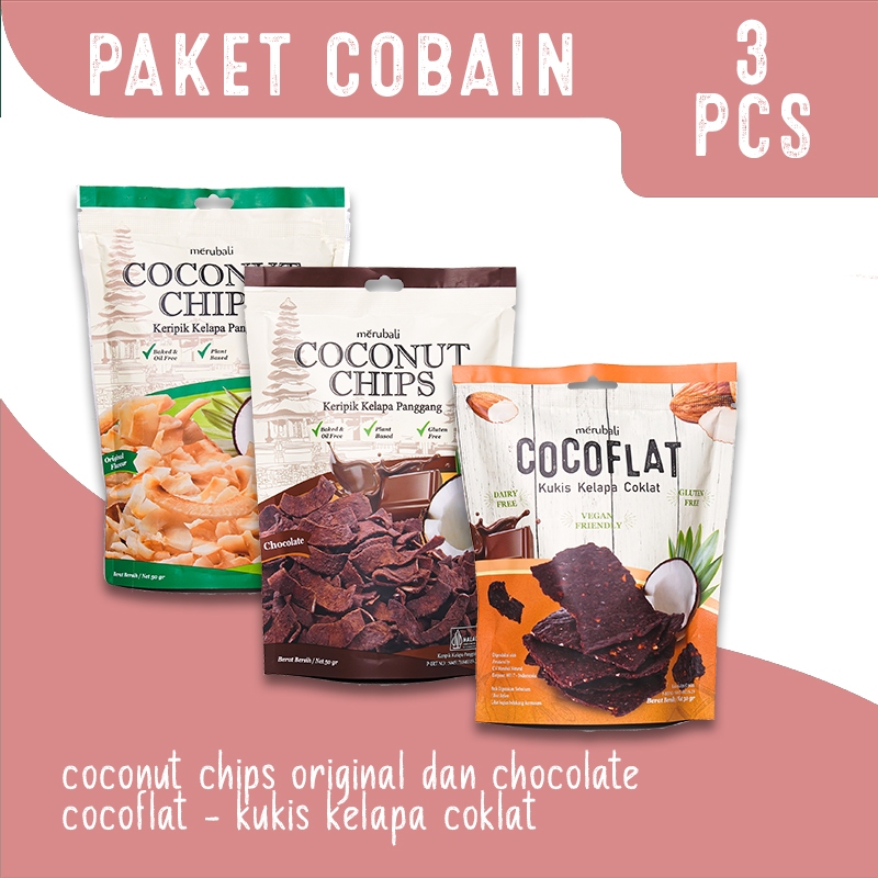 

PAKET COBAIN - Keripik Kelapa Panggang Original Choco dan CocoFlat Kukis Kelapa Coklat