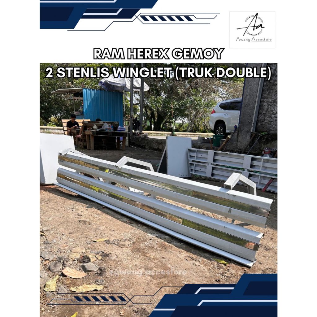Pengaman herek perisai samping bak truk Double terbaru model herex stainless holo 2 sisi +winglet mo