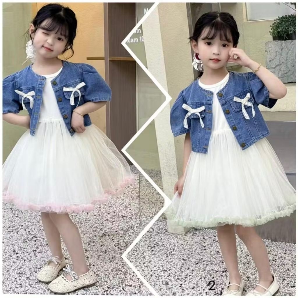 110-120-130-140-150/3-4-5-6-7-8th DRES 2IN1 JINS PITA TUTU TILE GAUN ULANG TAHUN TUTU TILE PREMIUM S