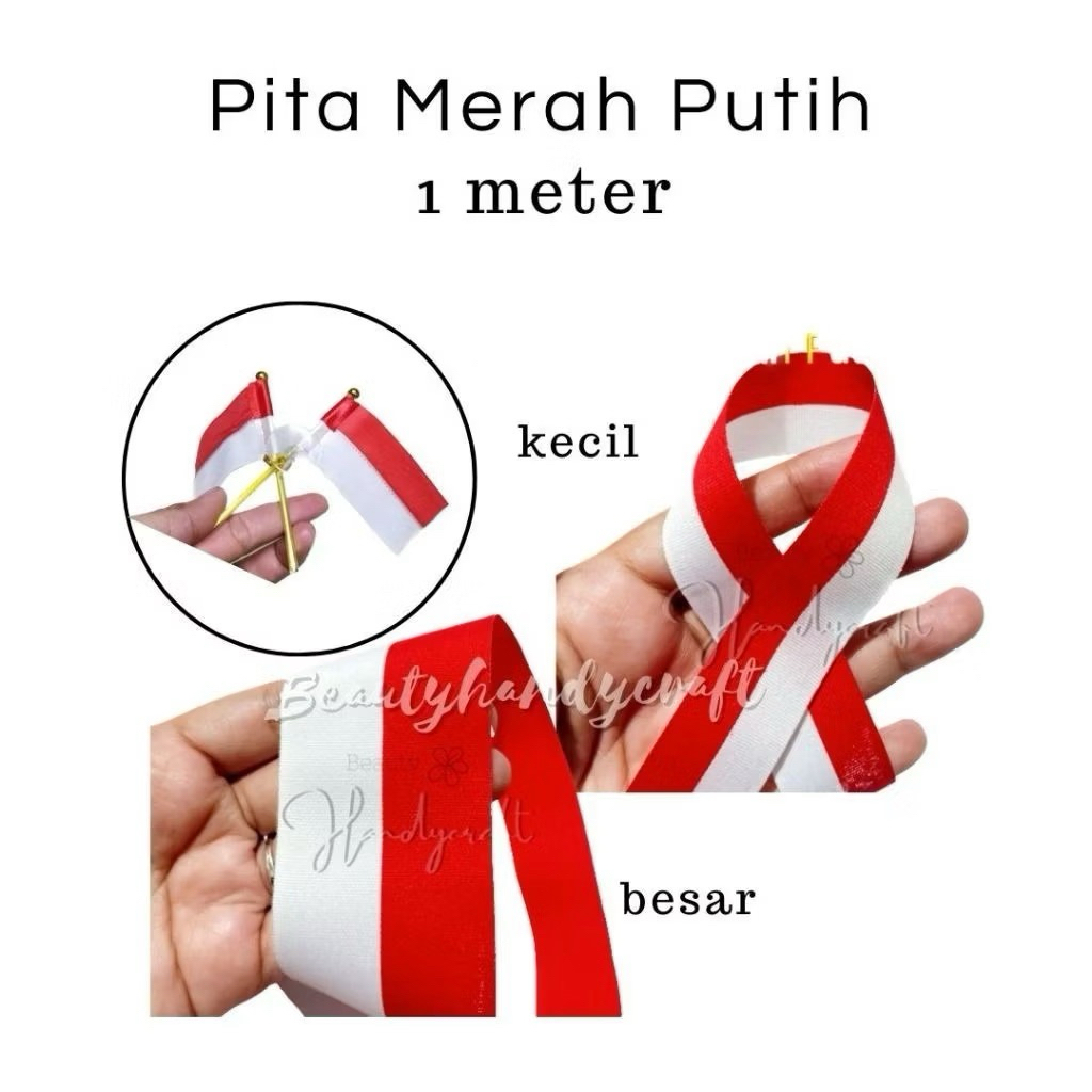 

❤️BAANUN❤️ Pita kain merah putih HUT RI Kemerdekaan 1 roll 0.5 inch, 1 inch