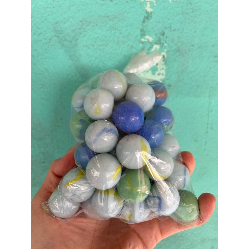 Mainan anak kelereng anak anak kelereng susu biru susu metalik campur keramik isi 1 kg