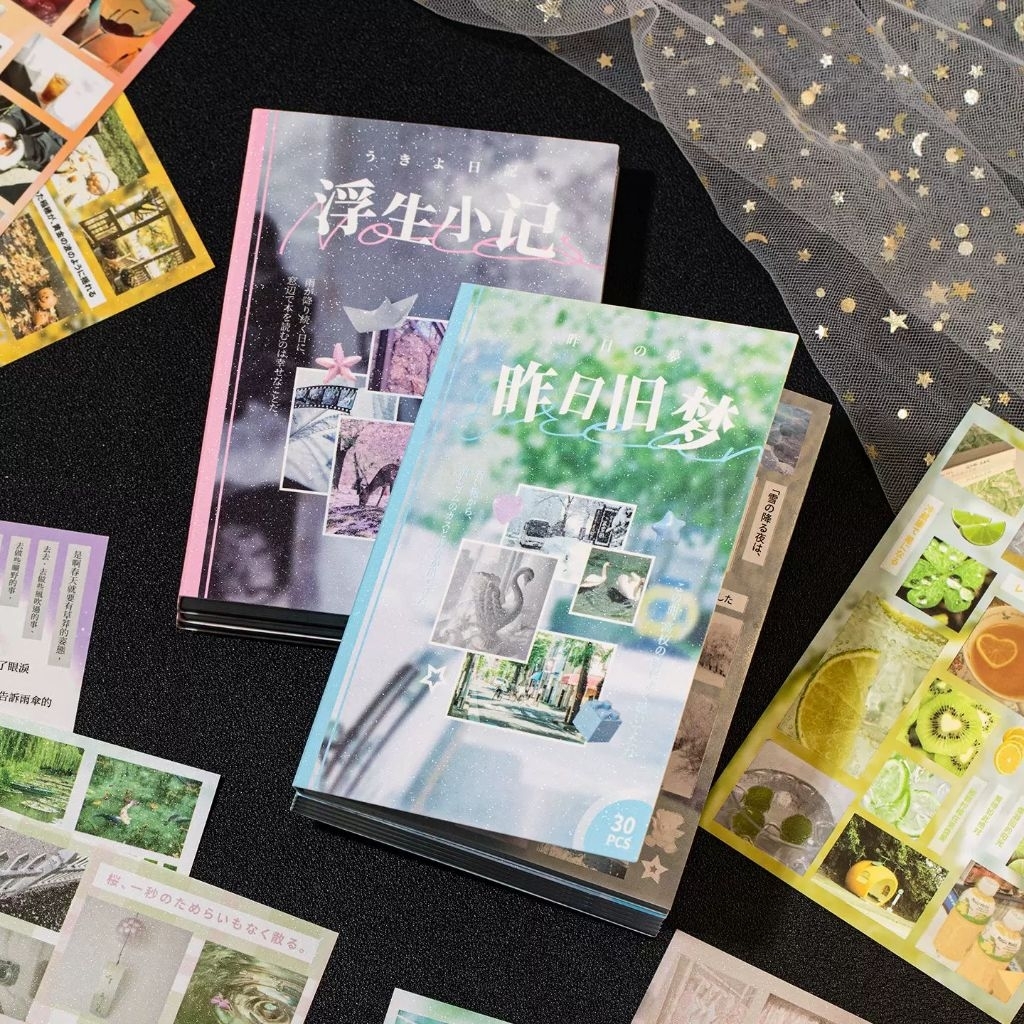 

[WindHeart] 30 lembar Sticker Book Memory Crease Old Style Creative Student Notebook DIY Collage Decorative 22594