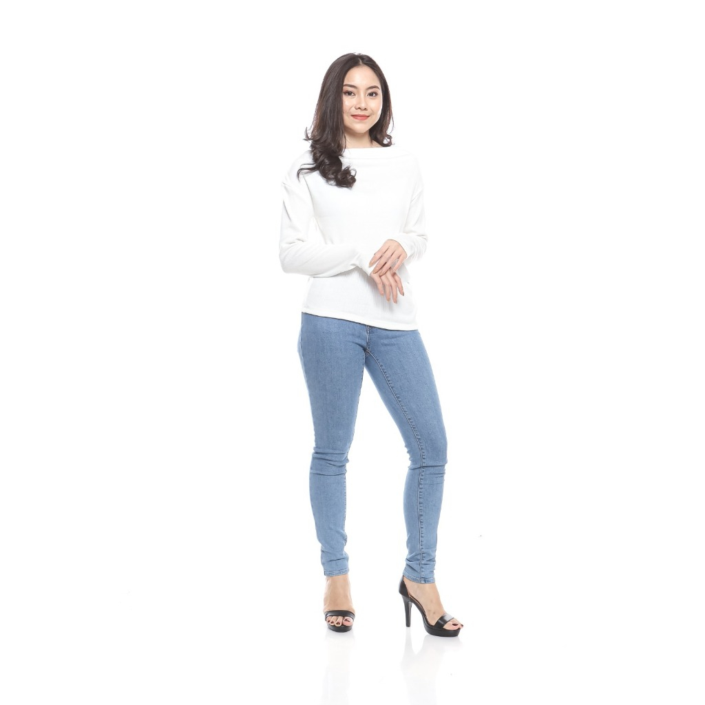Endorfins - Zeta Top Knit | Lengan Panjang Kerut | Boat Neck