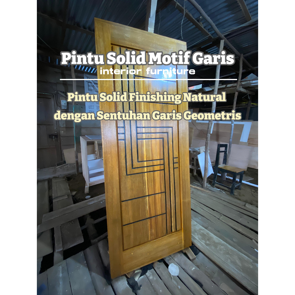 PINTU RUMAH FINISHING PLITUR MOTIF GARIS/CUSTOM PINTU RUMAH/PINTU KAYU