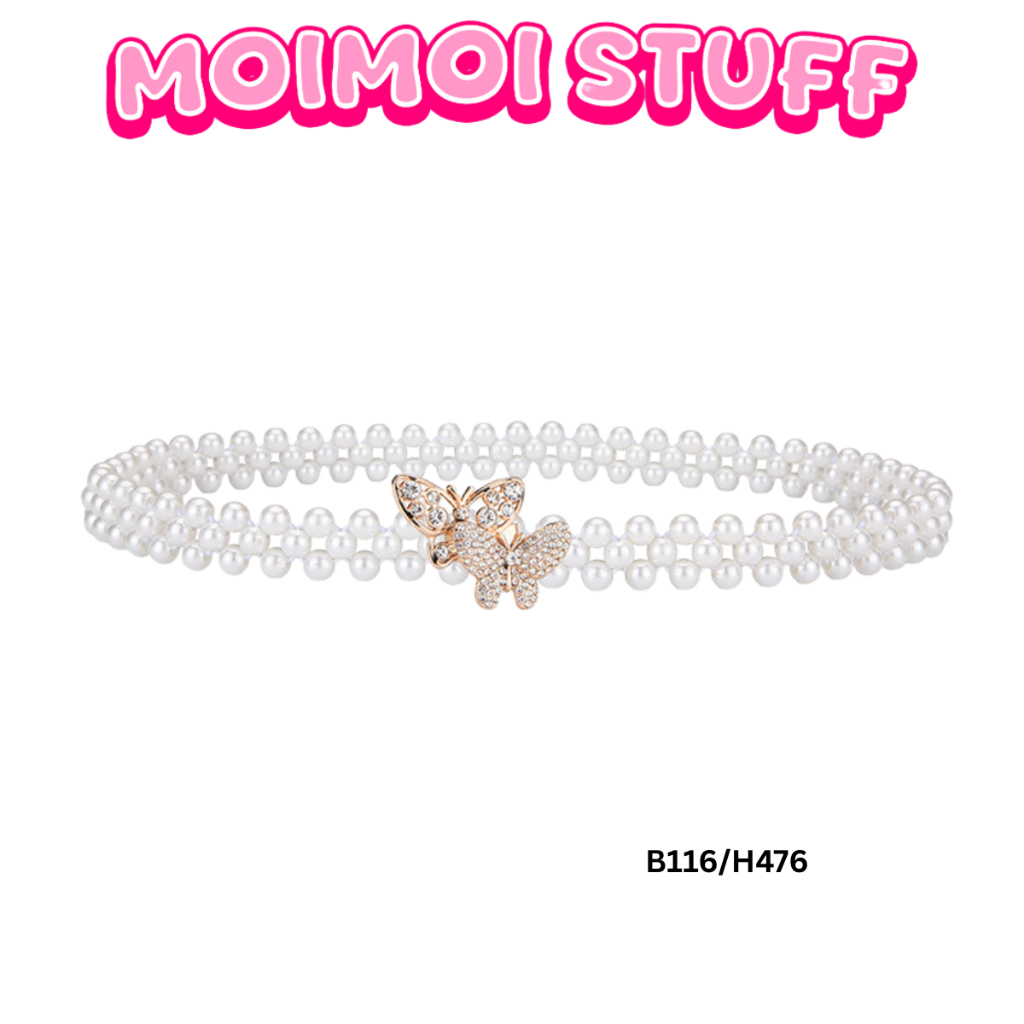 MM - IKAT PINGGANG WANITA RANTAI MUTIARA B116 AKSESORIES FASHION SABUK GAMIS DRESS ELASTIS