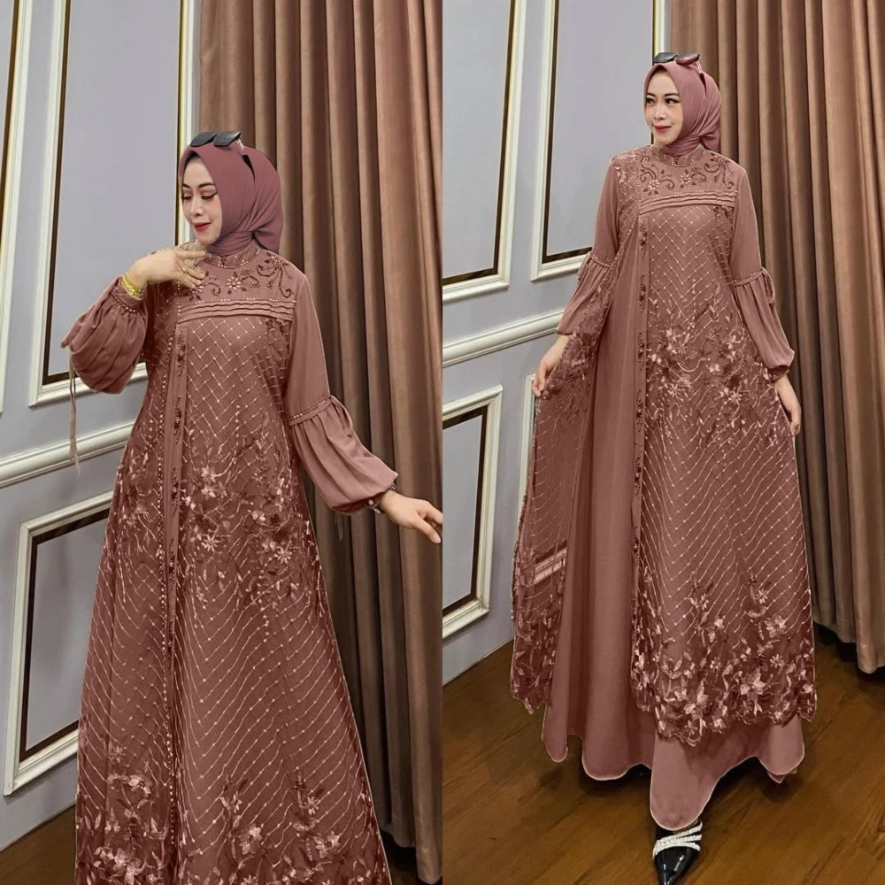 KLARISSA DRESS Baju Gamis Kondangan Jumbo XXXL LD 125 Dress Wanita Dewasa Kekinian Bahan Ceruty Baby