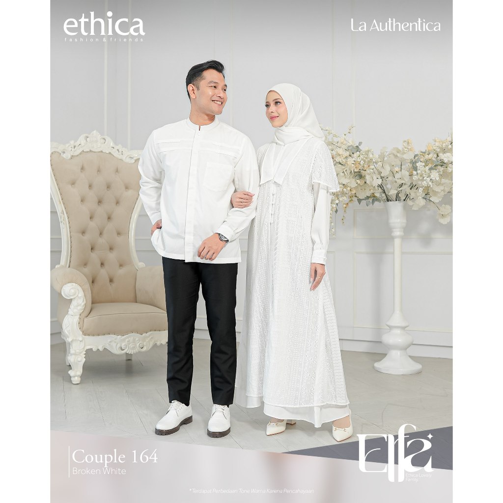 Dress Muslimah Ethica gamis elfa 164 (kagumi  281) – Warna Putih Kalem, Tampil Classy & Stylish