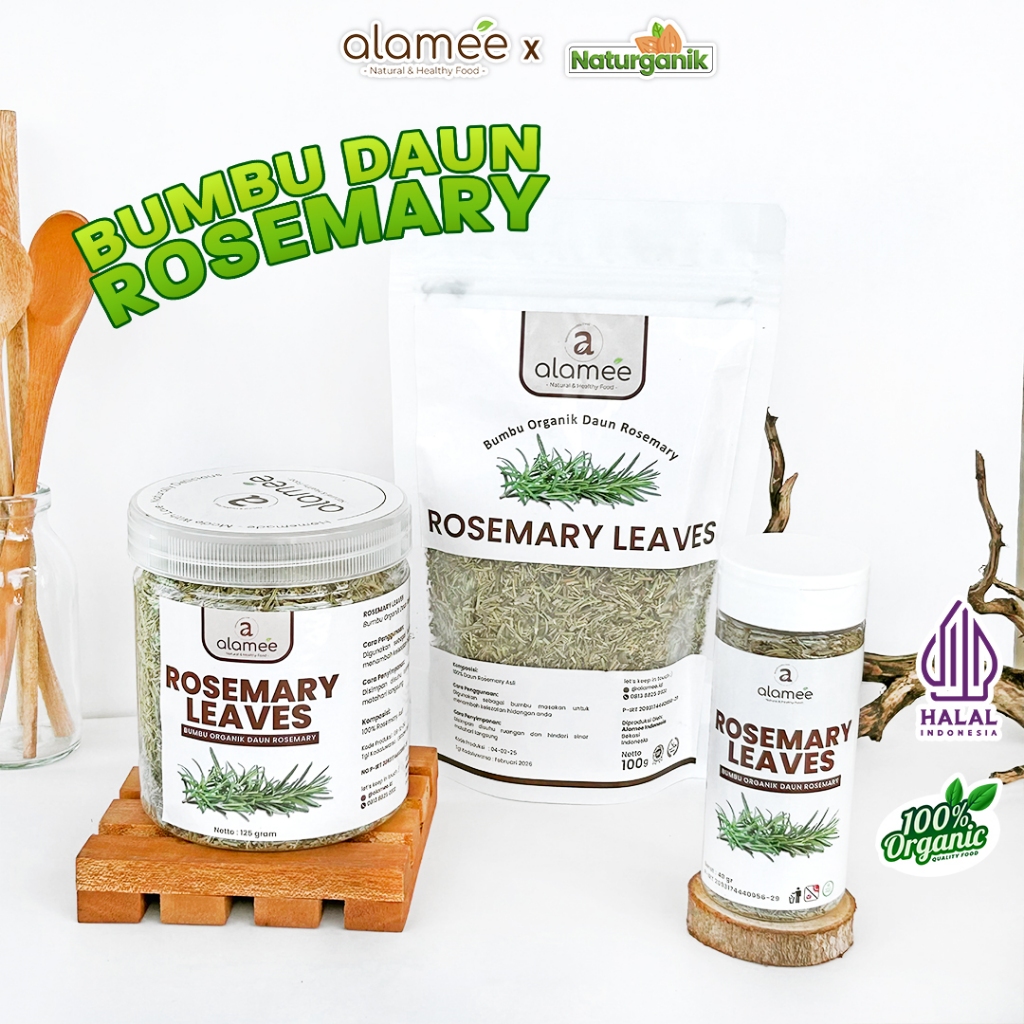 

ALAMEE Daun Rosemary Kering Dried Leaves Organik Garnish Murni Asli Bumbu Naturganik