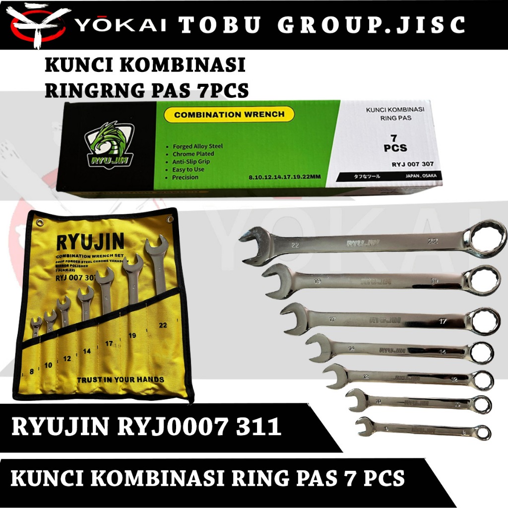 Ryujin Kunci Ring Pas Set 8-22mm Kunci Ring Pas Model Germany
