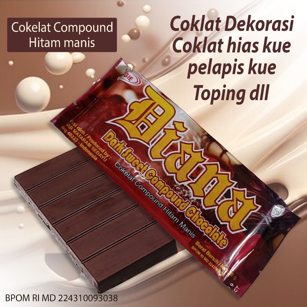 

Terlaris Cokelat coklat Blok batangan coklat dekorasi hiasan toping Kue Roti serbaguna Cekelat Compound Hitam manis ~ Diana Dark sweet Compound Chocolate 250gr