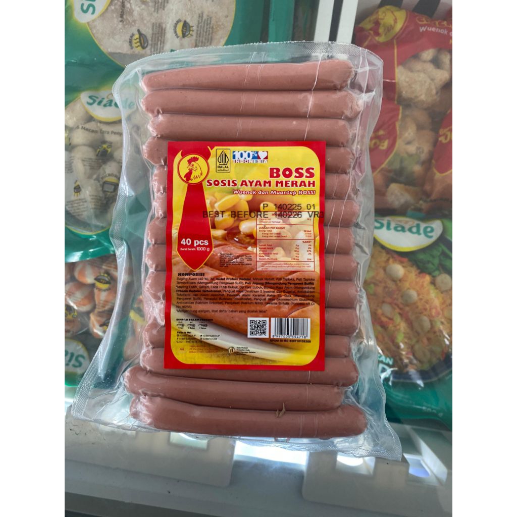 

BOSS SOSIS AYAM LONG MERAH ISI 40 PCS BERAT 1000g