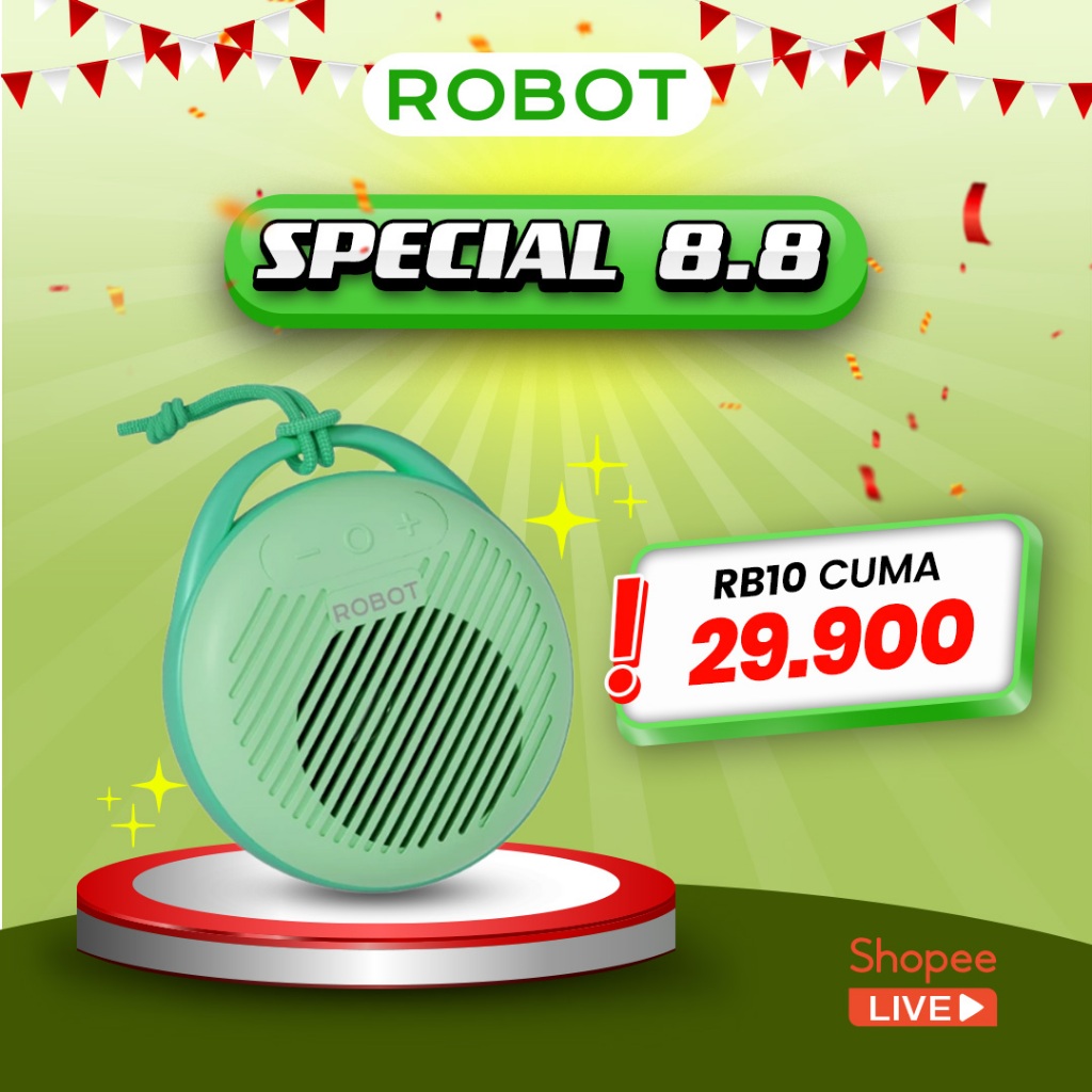 [SPECIAL LIVE] ROBOT Speaker Mini Bluetooth 5.1 Portabel TWS Ultra Bass With RGB Light Speaker Kids 