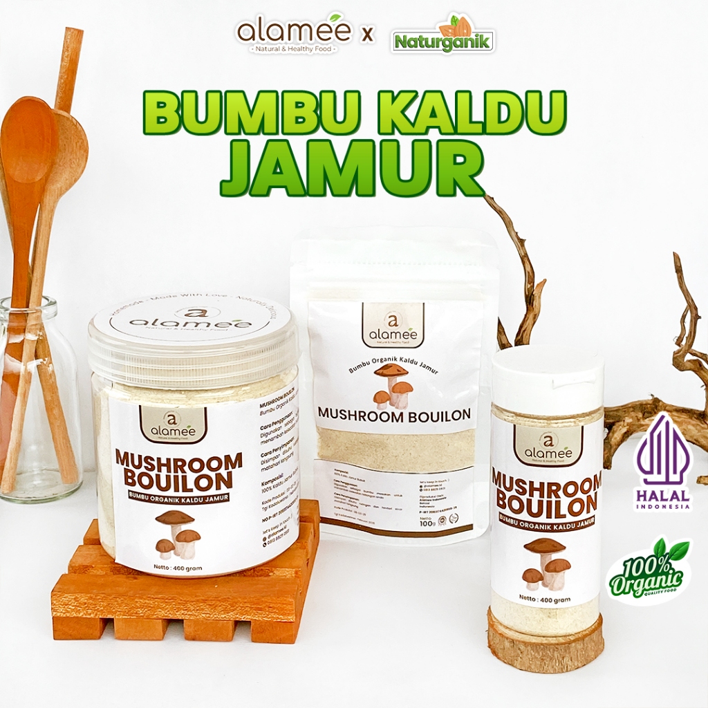 

ALAMEE Kaldu Jamur Bubuk Bumbu Dapur Spice Mushroom Powder Penyedap Rasa Seasoning Naturganik