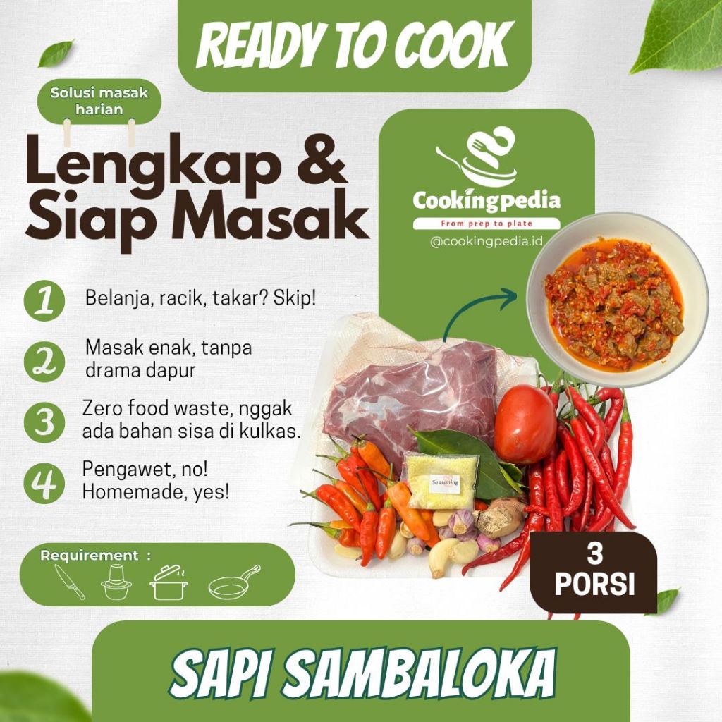 

[Cookingpedia] Paket Masak Sapi Sambaloka I Paket Masak Bumbu Komplit I Higienis I Lauk Pack I Ready to Cook