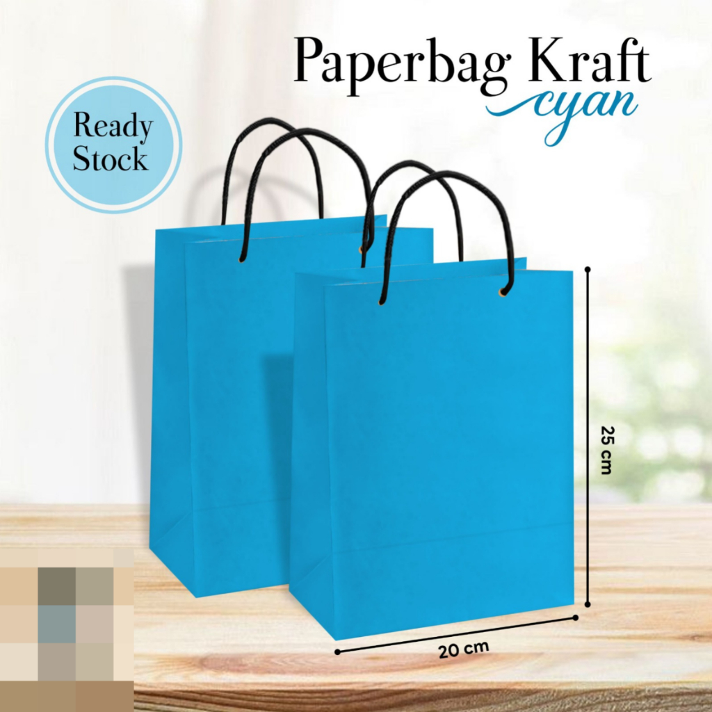 

PAPER BAG CYAN POLOS READY STOCK SATUAN - PAPER BAG MURAH - TAS HAJATAN / TAS KADO ULANG TAHUN