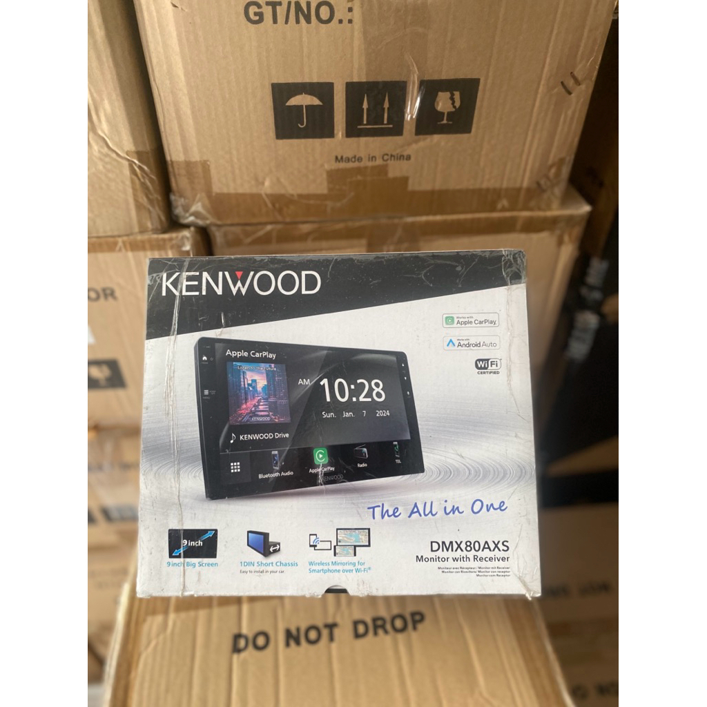 head unit merek kenwood DMX80AXS aplle carplay android auto fitting model android 9inch head unit us