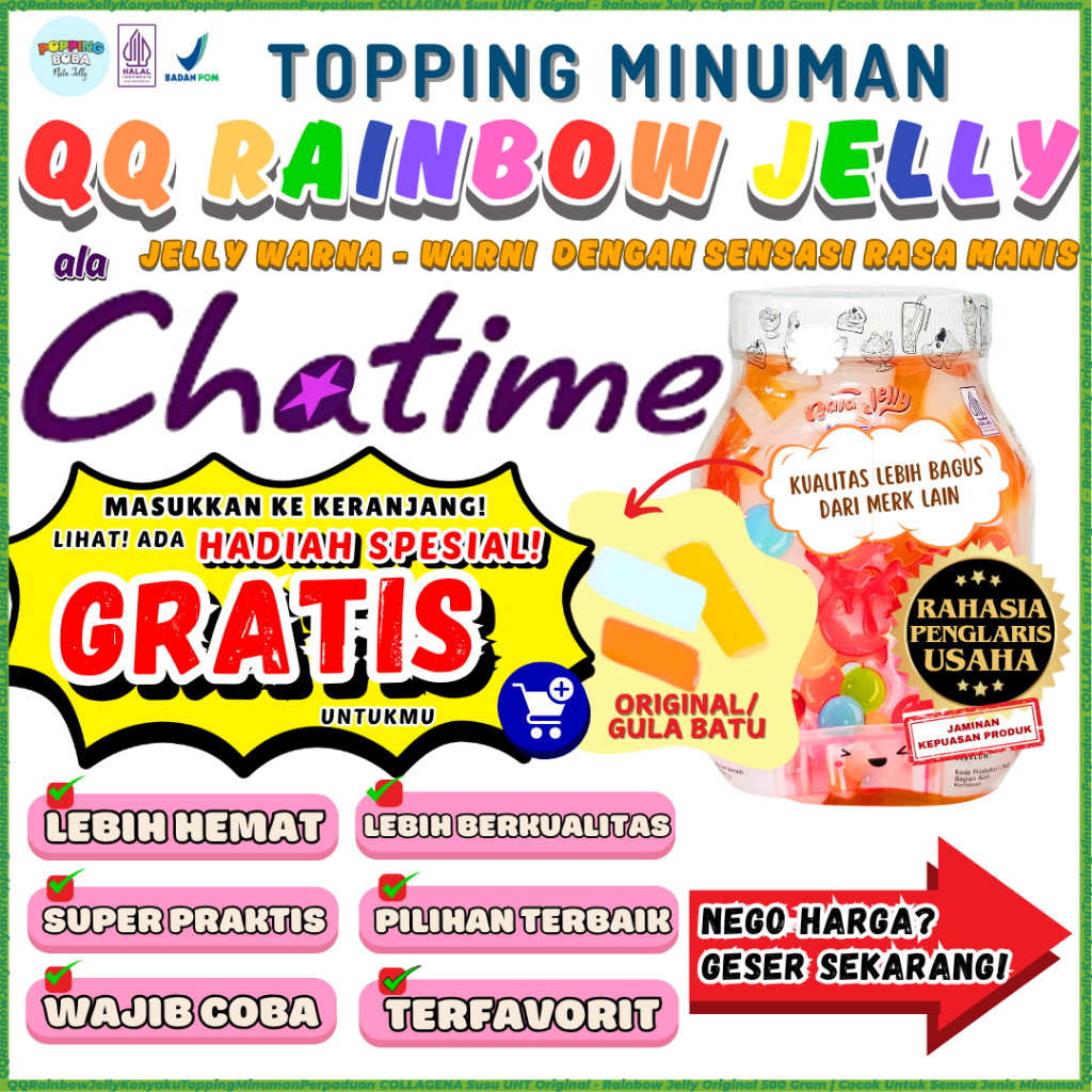 

QQRainbowJellyKonyakuToppingMinumanPerpaduan COLLAGENA Susu UHT Original - Rainbow Jelly Original 500 Gram | Cocok Untuk Semua Jenis Minuman