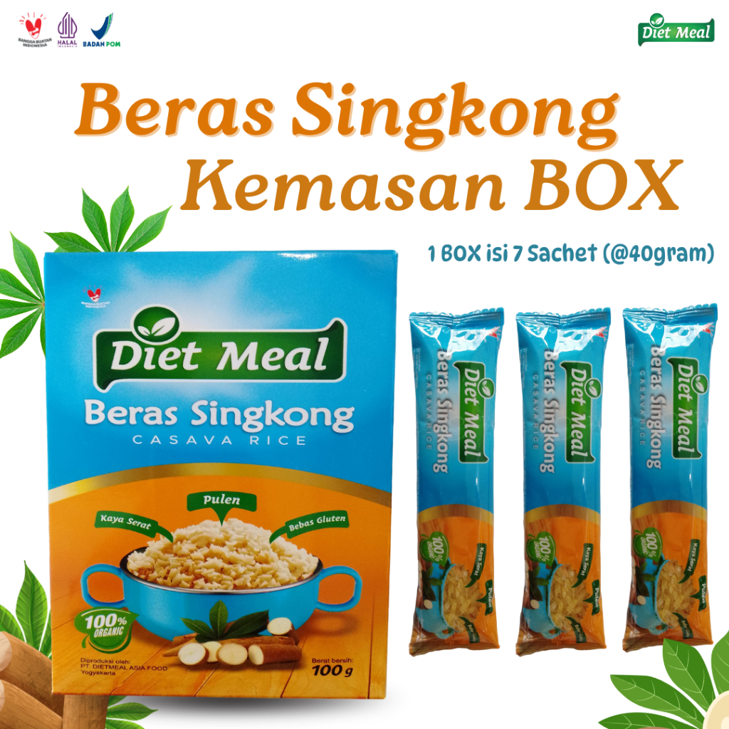 

Dietmeal Beras Singkong Instan Kemasan Dus Box Isi 7 Sachet
