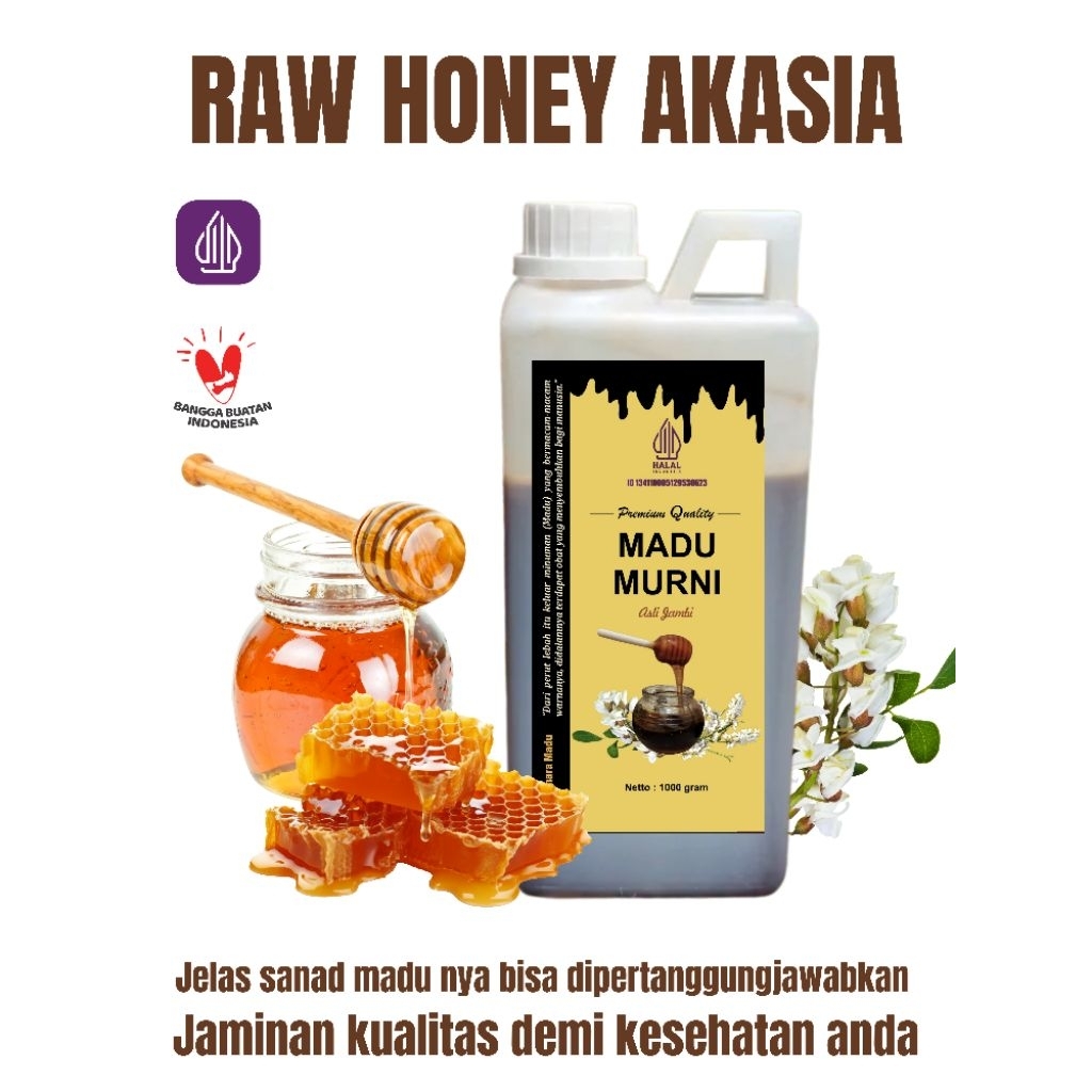 

1kg Madu Akasia murni Asli bergaransi / Madu murni kiloan / Raw Honey