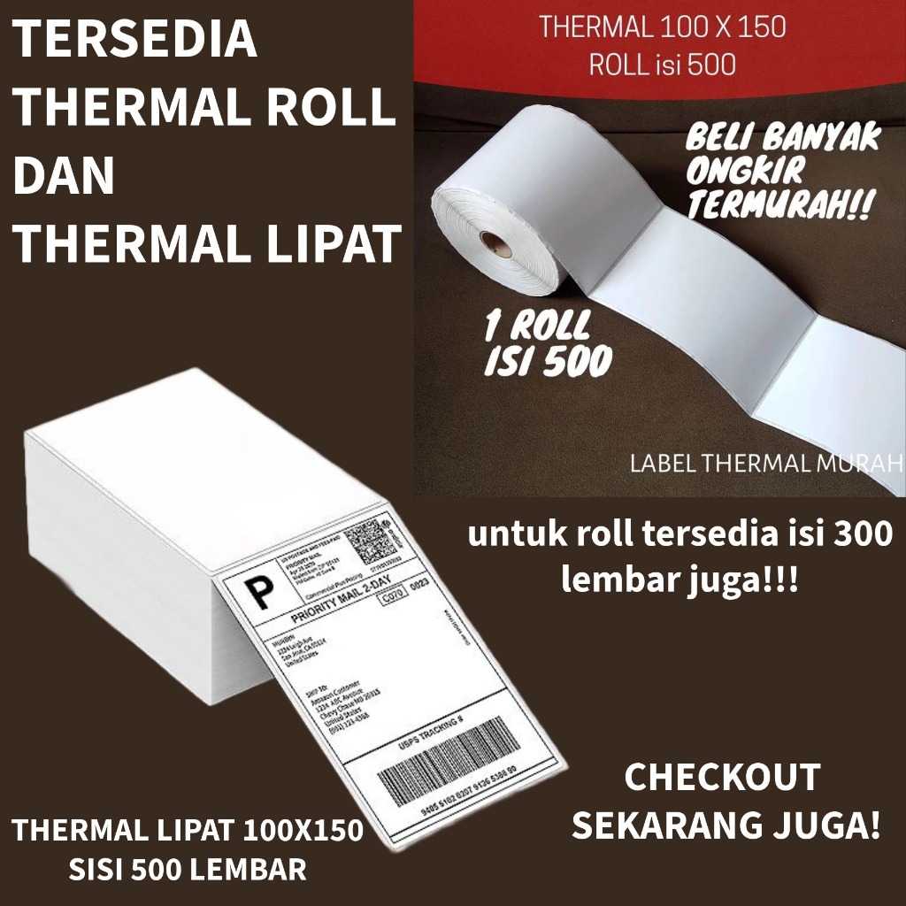 

Label Thermal 100x150 ukuran A6 isi 500