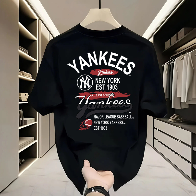 【Sports Station】kaos ny original 100% Kaos pendek Cotton Heavyweight Pria Wanita  Unisex Couple