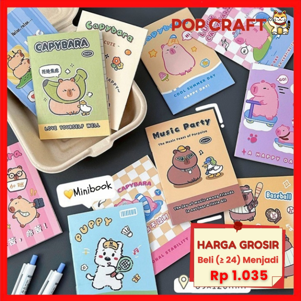 

PC Buku Tulis Catatan Kecil Notebook Mini Kapibara Buku Tulis Memo Kecil Mini Motif Karakter MB27