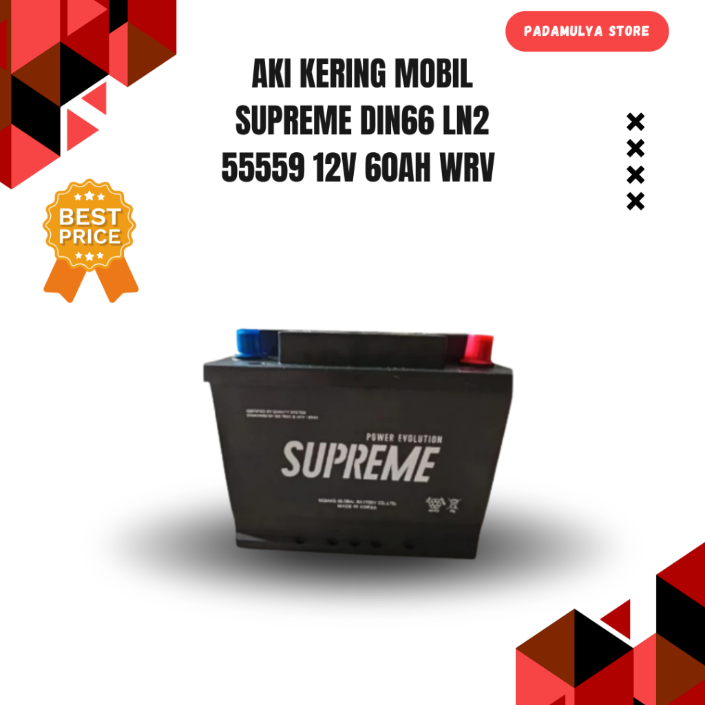 Aki Kering Mobil Supreme Din66 LN2 56220 12V 60Ah WRV Innova Reborn