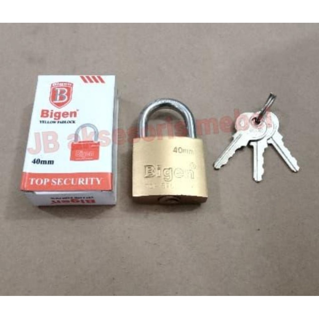 GEMBOK KUNING 40 mm MERK BIGEN / GEMBOK PAGAR TOKO GUDANG 4 cm