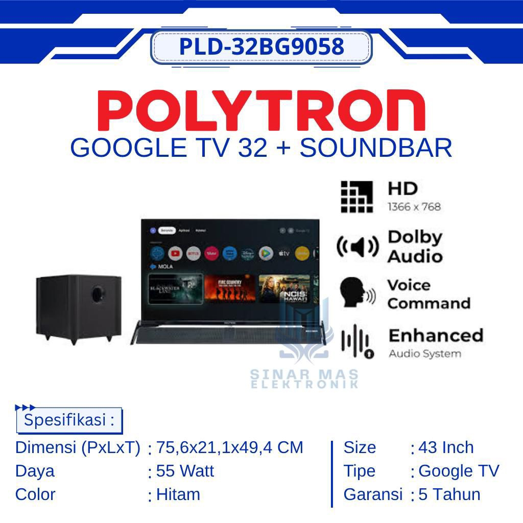 POLYTRON - GOOGLE TV 32" + CINEMAX SOUNDBAR PLD-32BG9058