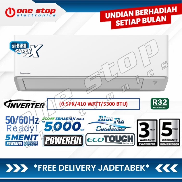 PANASONIC CS-YU5BKJ AC Split Ecolite Standard Inverter Si-BiRu R32 0.5PK - CS/CU-YU5BKJ