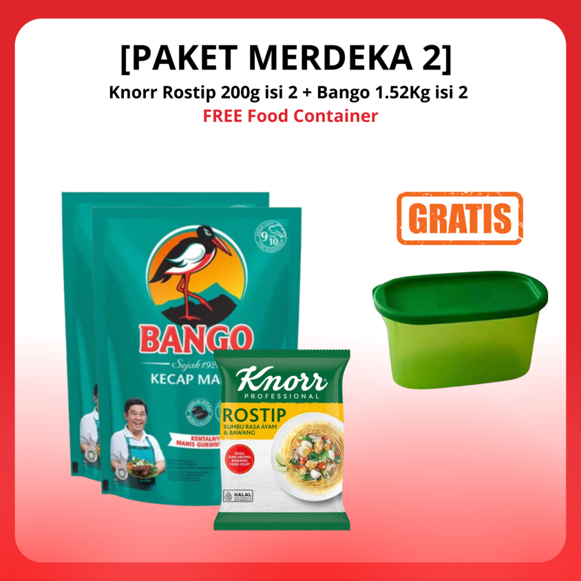 

[PAKET MERDEKA 2] Knorr Rostip 200g isi 2 + Bango 1.52Kg isi 2 FREE Food Container