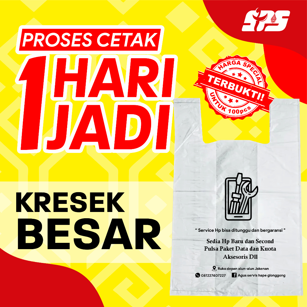 Plastik Sablon Kresek Custom Ukuran Besar Free Desain Bisa COD
