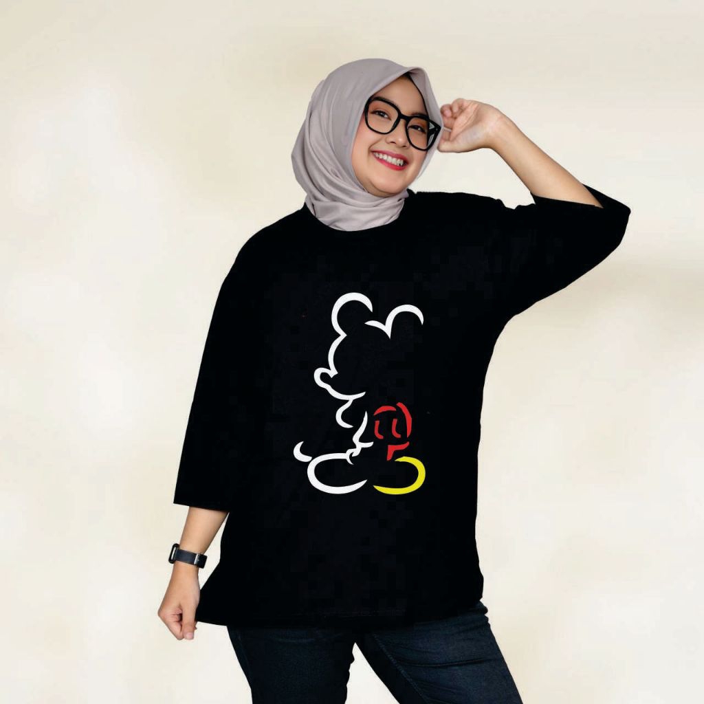 Kaos oversize wanita| Kaos oversize Hitam mickey mouse| oversize wanita dewasa