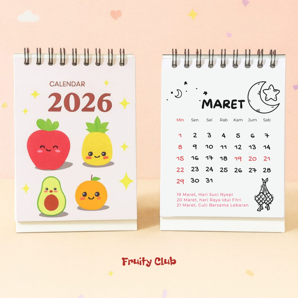 

Souvenir Murah Kalender Meja Spiral 2026 Cute Aesthetic Custom Cover Minimal Order 50