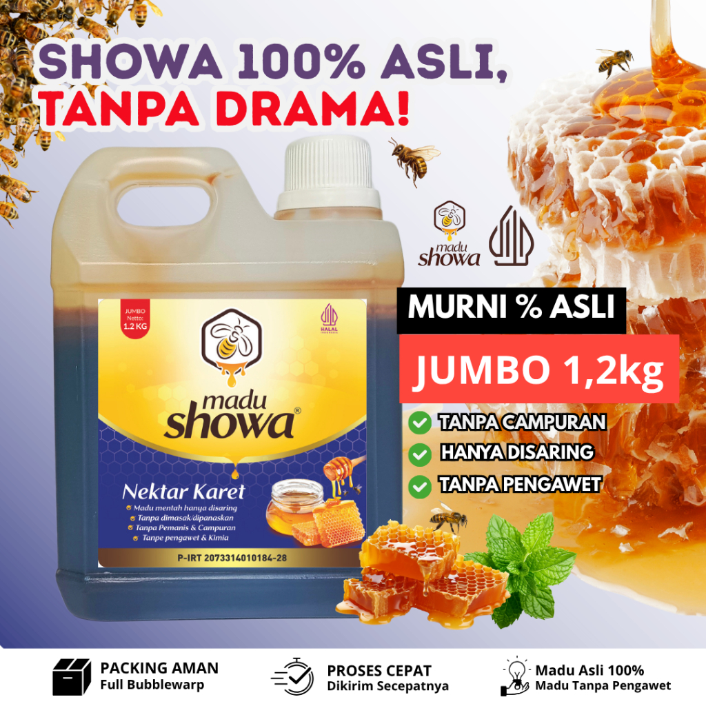 

Madu Showa Murni Nektar Bunga Karet Jumbo 1.2 Kg - Asli 100 % Dinkes dan Halal