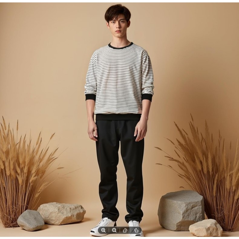 Sweater Crewneck Unisex Pria Wanita Motif Garis Casual Hitam Putih Sweatshirt Hoodie Bahan Kaos Span