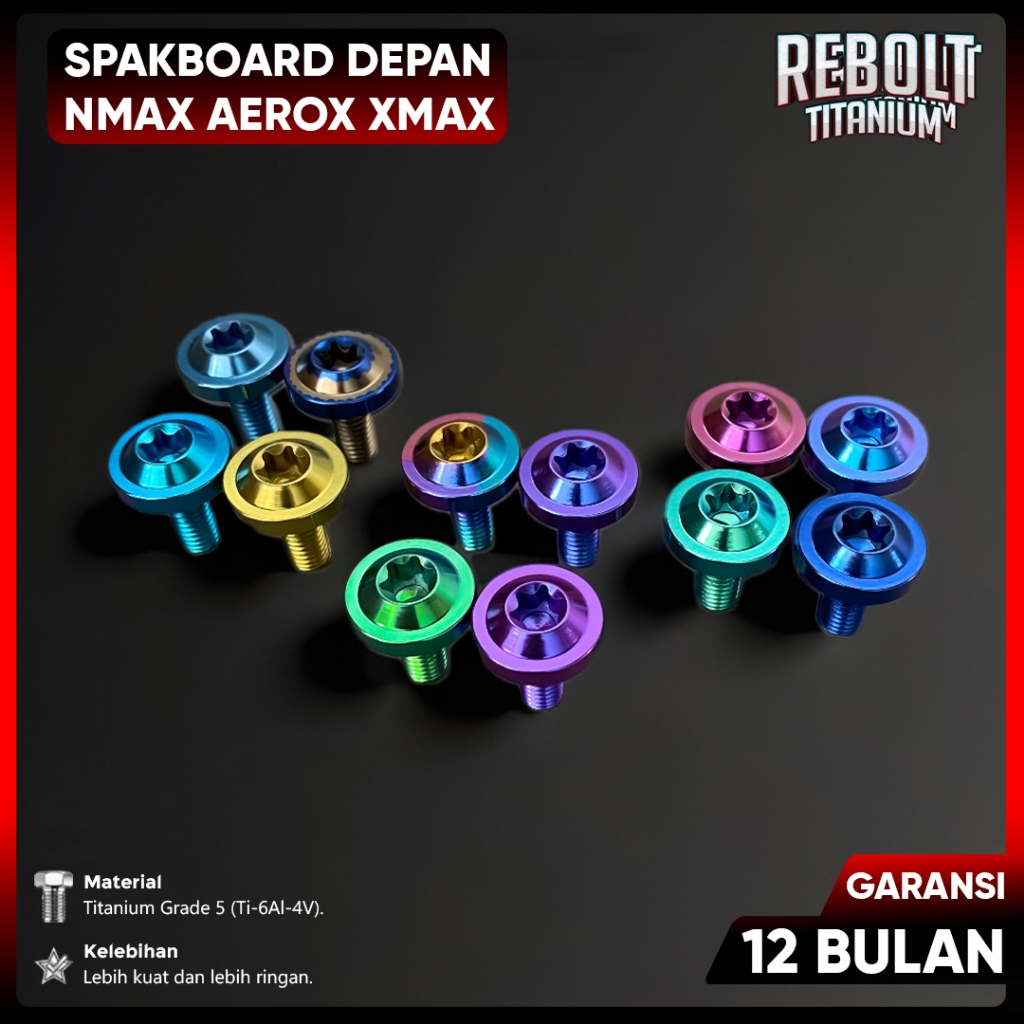 Baut Probolt Titanium Spakbor Nmax Aerox Lexi Xmax Grade 5 REBOLT Titanium