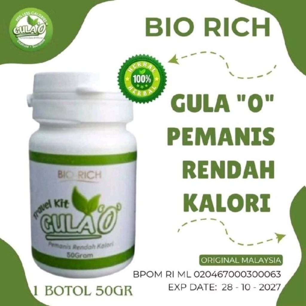 

BIO RICH GULA O RENDAH KALORI 1 BOTOL 50GR ORIGINAL MALAYSIA