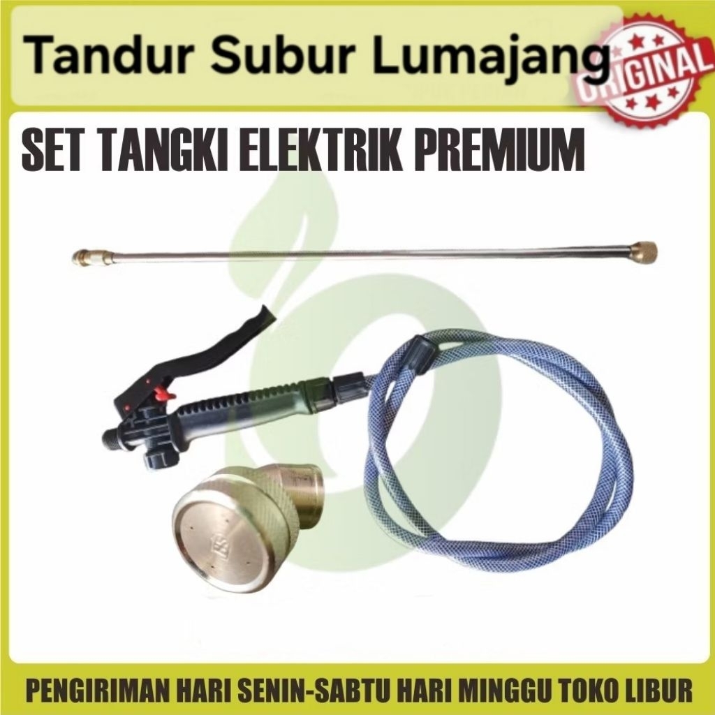 set tangki sprayer elektrik Selang benang Handle Empuk Stik Teleskop Kuningan nozzle lubang 4 kabut 