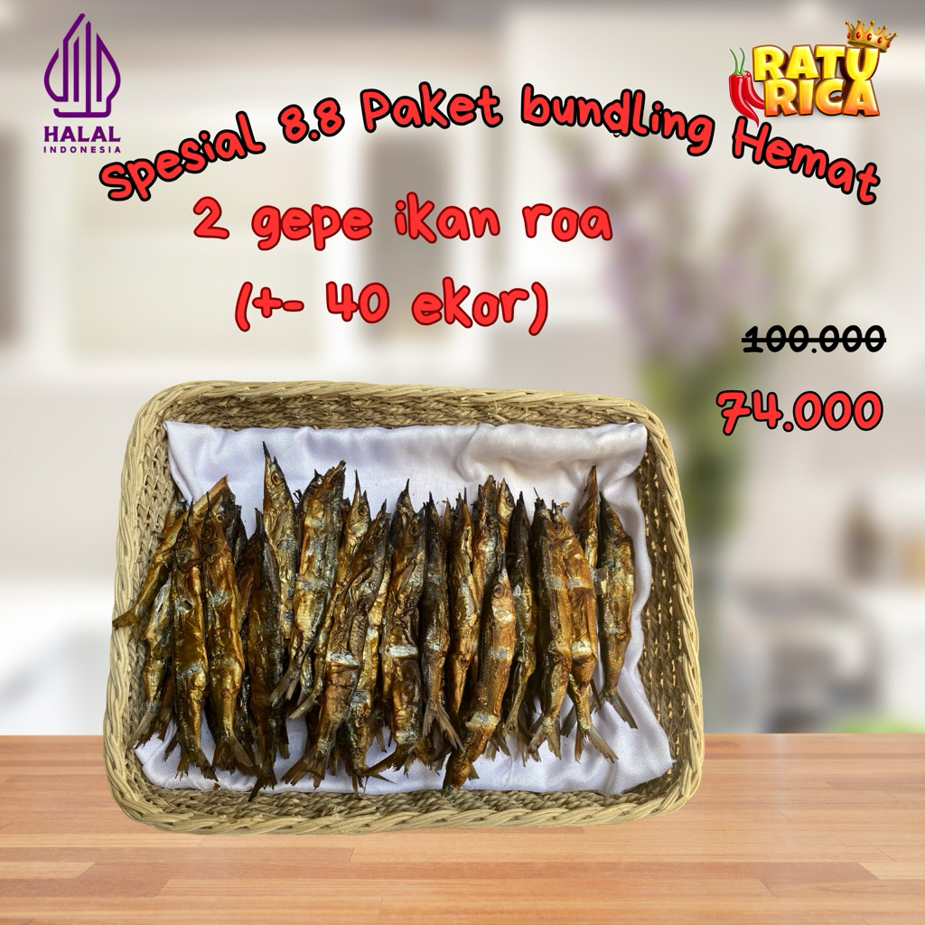 

Ratu rica spesial 8.8 paket bundling hemat 2 gepe ikan roa (40 ekor)