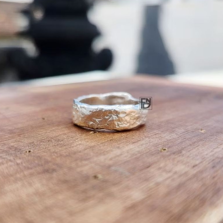 Cincin Pria Perak Asli 925 Cp.051 Cincin Abstrak Mengkilap Cincin Motif Batu